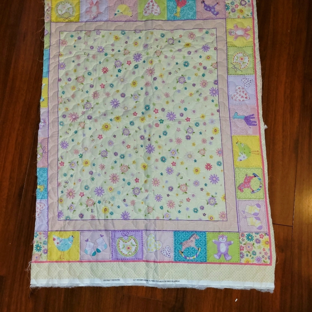 New Unfinished Baby, Toddler Girls quilt 44" x 34"